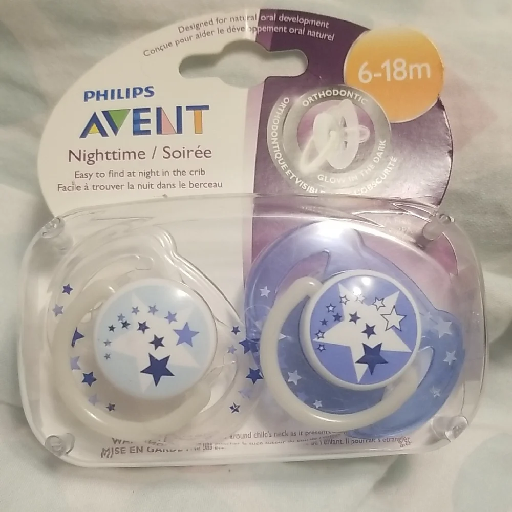 New! Philips Avent Starry Night Pacifiers - Blue and White
